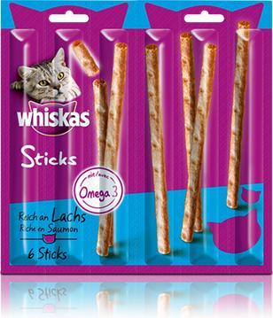 Produktbild Whiskas STICKS Packung Reich an Lachs (Adult, 14 Stk., 36 g)