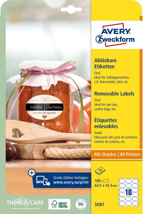 Produktbild Avery Zweckform Etiketten 5087 weiss