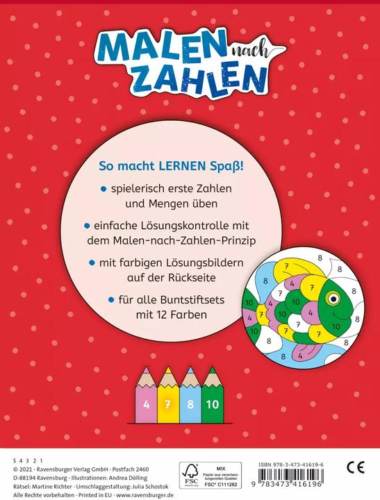 Produktbild Ravensburger Malen nach Zahlen, Vorschule: Erste Zahlen