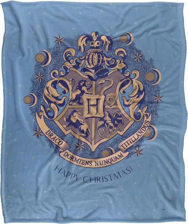 Produktbild Decke Happy Christmas Hogwarts Wappen (152 x 127 cm)