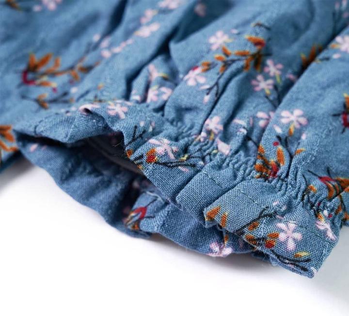 Produktbild VidaXL Kinderkleid mit Langen Ärmeln Petrolblau 128,Material: 50 (128)