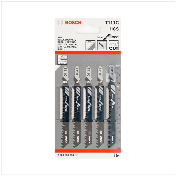 Image du produit Bosch Professional Zubehör Lame de scie sauteuse T 111 C Basic for Wood, pack de 5