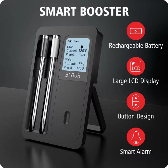 Produktbild PhoneLook BFOUR Smart Bluetooth doppel Fleisch Thermometer BF-40 Eco-Friendly Li-Ithium Akku LCD Display + APP