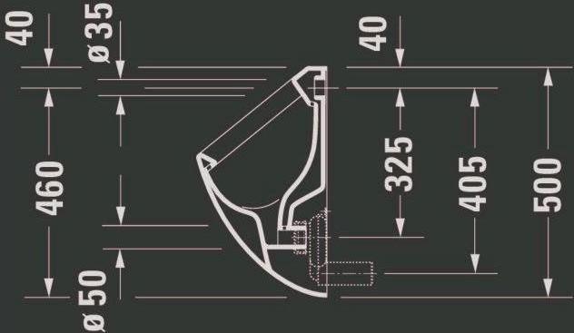 Actual product image Duravit Urinal FIZZ 305x285mm Zul v hint without fly white WG