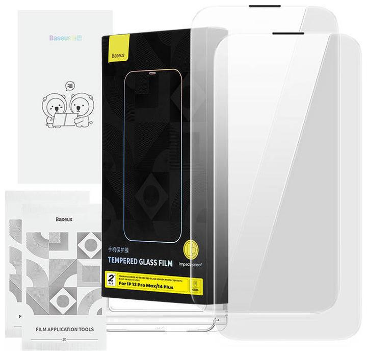 Baseus Tempered Glass Corning for iPhone 13 Pro Max/14 Plus with built-in dust filter (1 Stück, Apple iPhone 13 Pro Max)