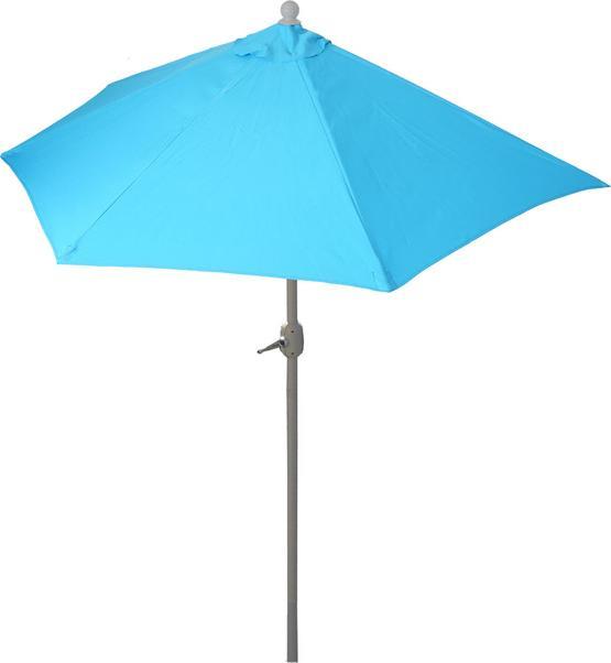 Image du produit Swisshandel24 Parasol alu semi-circulaire, demi-parasol balcon, UV 50+ 270cm turquoise avec support - 19632 (2.60 m)