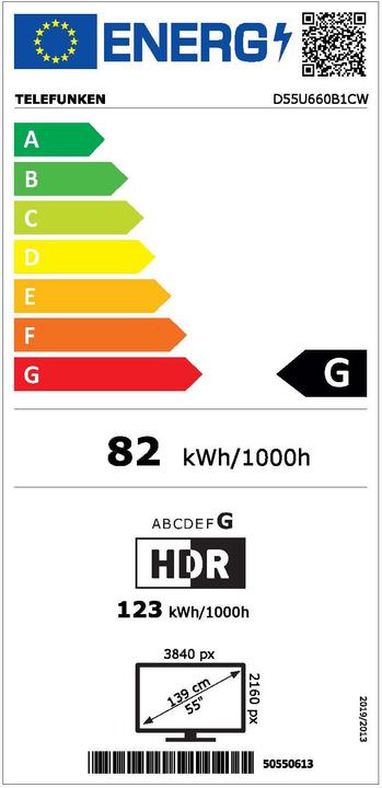 Energie-Label Telefunken D55U660B1CW (55", LED, 4K)