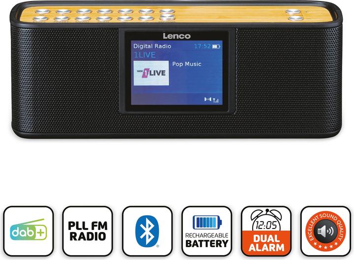 Actual product image Lenco PDR-045BK (FM, DAB+, Bluetooth)
