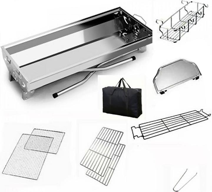 Actual product image JTI Portable barbecue with accessories - stainless steel (60 cm)