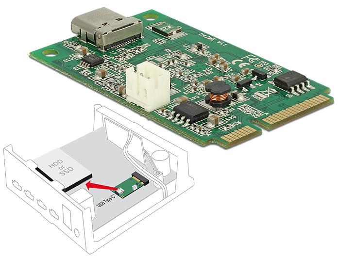 Image du produit Delock Mini PCIe I/O PCIe full size 1 x USB Type-C™ 3.1 Gen 2 femelle