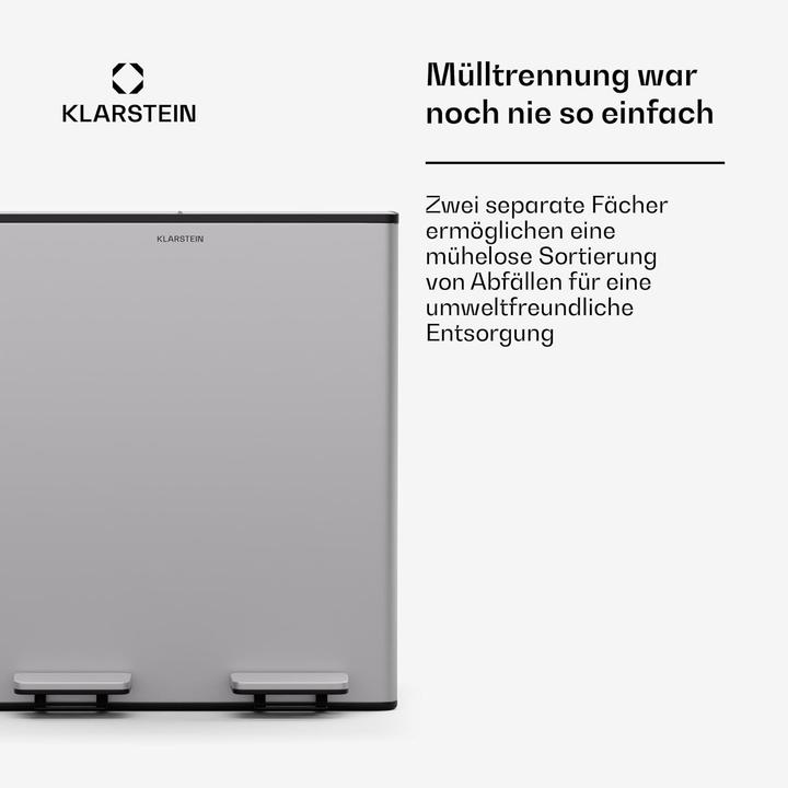 Image du produit Klarstein Mülleimer mit Mülltrennsystem und Kompostbehälter (43 l)