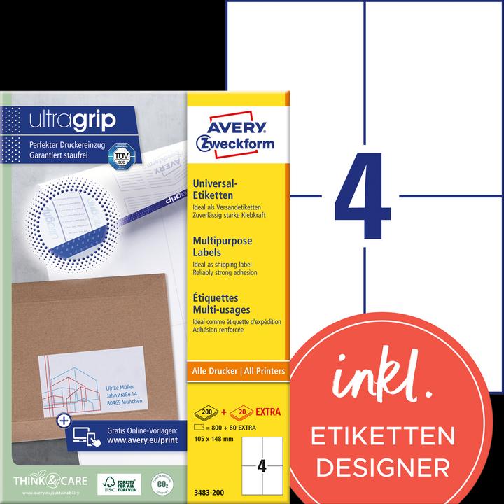 Actual product image Avery Universal labels
