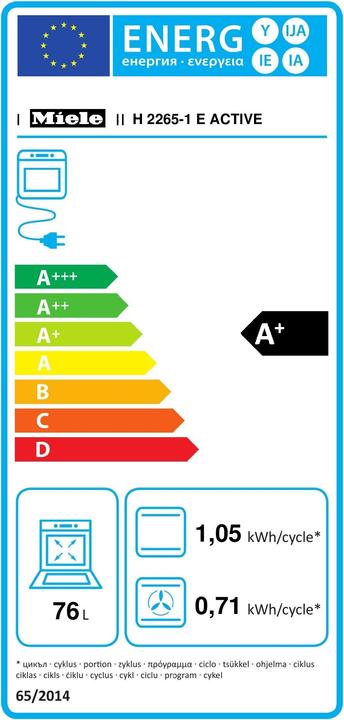 Energie-Label Miele Herd zur Kombination mit Elektrokochfeldern zum günstigen Einstiegspreis. H 2265-1 E ACTIVE