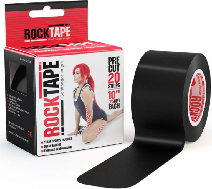 Rock Tape Pre-Cut Schwarz 20 Streifen (1 Stk) (5 m)