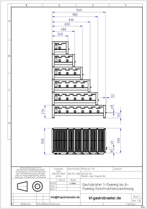Produktbild ChattenGlut Gasbräter 3-flammig mit Edelstahlpfanne (10.80 kW)