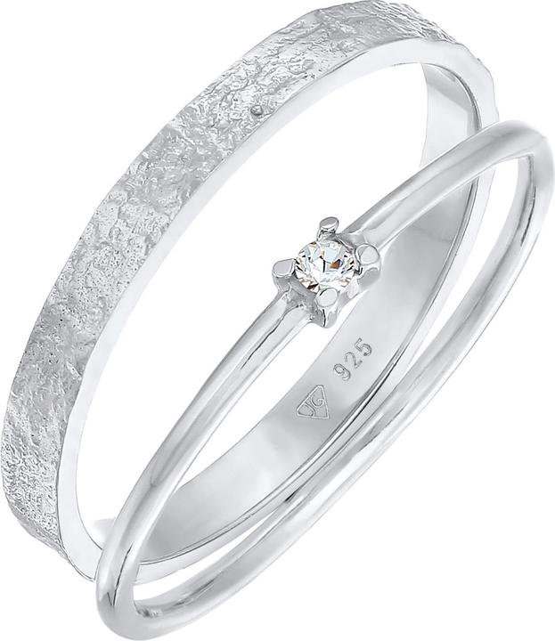 Actual product image Elli Crystal Ring, Organic, Ring Set, Solitaire Ring (58, 925 Silver)