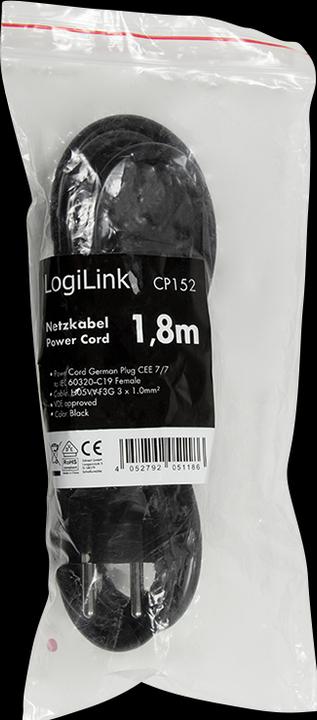 Image du produit LogiLink Cordon d'alimentation CEE 7/7-IEC C19 noir 1.80m (1.80 m)