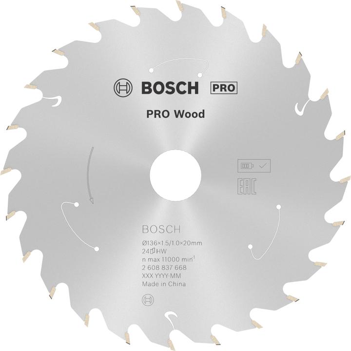 Bosch Professional Zubehör PRO Wood cordless circular saw blade, 136 x 1.5 x 20 mm
