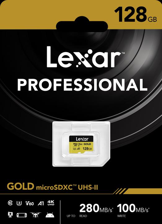 Actual product image Lexar Gold (128 GB, microSDXC, U3, UHS-II)