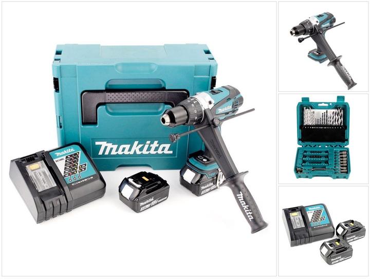 Image du produit Makita DHP 458 RFJ 18 V Perceuse-Visseuse à Percussion Compacte sans fil avec boîtier Makpac + 2x Ba (Fonctionnement sur batterie)