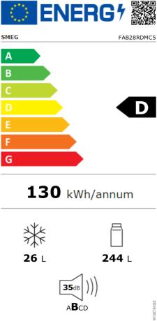 Label énergétique Smeg Style rétro FAB28RDMC5 (270 l)