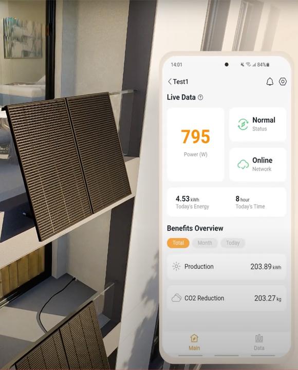 Produktbild Enjoy solar Balkon PV-Anlage - EZ1-M 600W (Halterung verstellbar) (370 W)