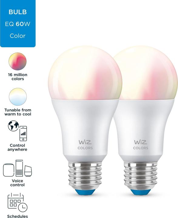 Immagine prodotto WiZ Standard bianco e colore sintonizzabile (E27, 8.50 W, 806 lm, 2 x, F)