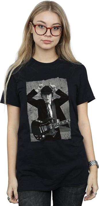 Image du produit AC/DC Femme/Les femmes Angus Young Photo Distressed Coton Boyfriend T-Shirt (M)