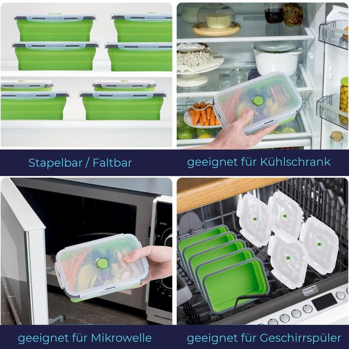 Produktbild König Design Gefrier Dosen Lebensmittel Vorrats Behälter Frischhaltedosen Deckel Faltbar (1.20 l)