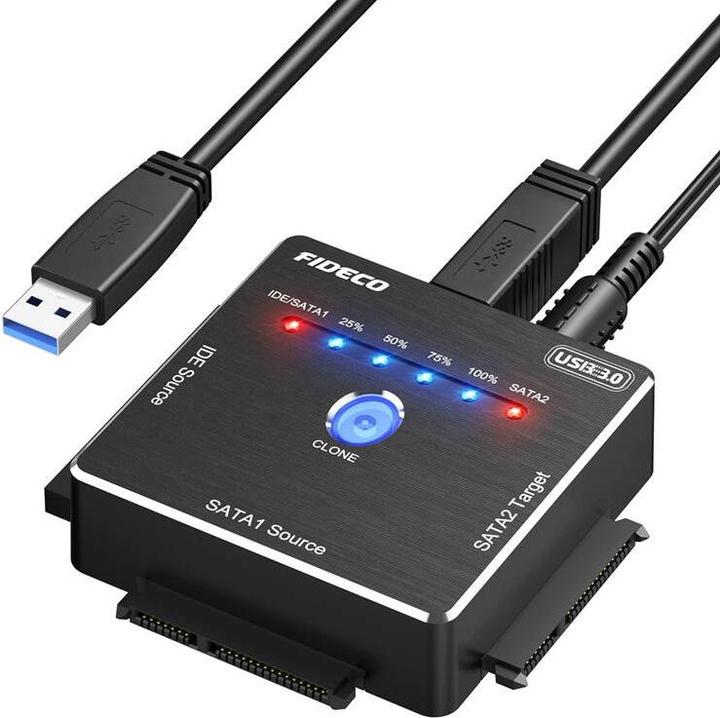 Produktbild Fideco PL06 HDD/SSD Adapter with Cloning Function (USB 3.0, SATA/IDE)
