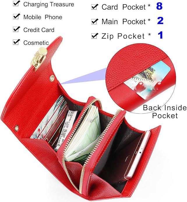 Image du produit Only-Bags.Store Étui pour téléphone portable en cuir véritable, sac à bandoulière, sac à bandoulière, 8 fentes pour