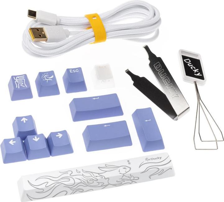 Actual product image Ducky One 3 Aura White SF Gaming Keyboard, RGB LED - Gateron Baby Kangaroo (DE, Cable)
