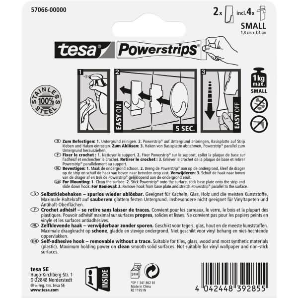 Produktbild tesa Powerstrips Haken SMALL Metall eckig