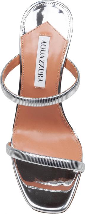 Produktbild Aquazzura Aquazzurra riviera chain ​​wedge sandal in mirror-effect leather silver color (38)