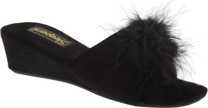 Actual product image Universal Textiles Anne Slippers Slippers With Gemstone Fluffy Pom Pom And Heel (39)