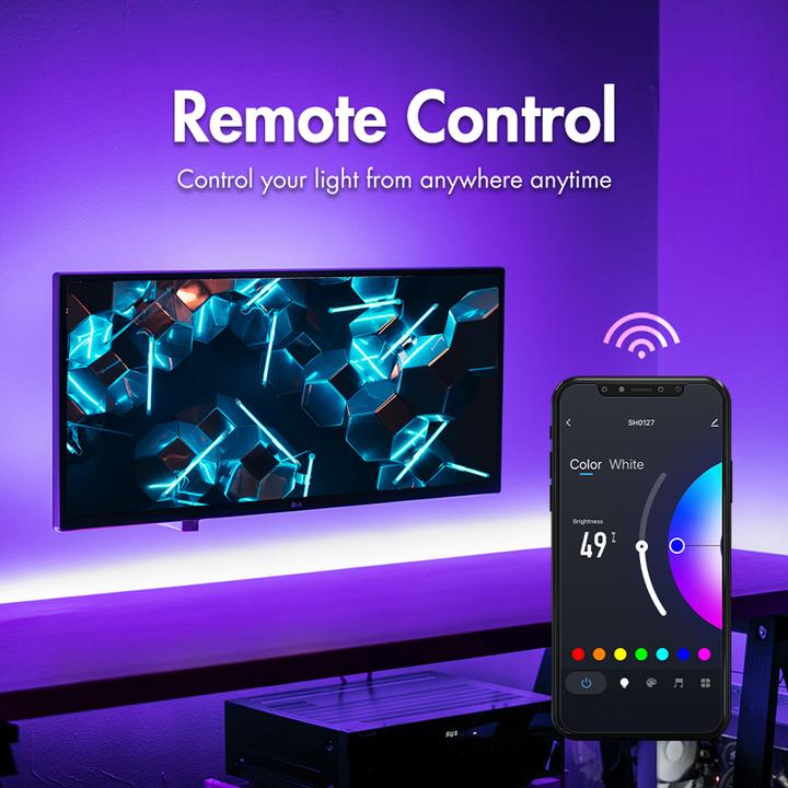 Actual product image LogiLink Wi-Fi Smart RGB+W LED tape, self-adhesive, Tuya compatible, 5 m (Daylight, 500 cm, Indoor)
