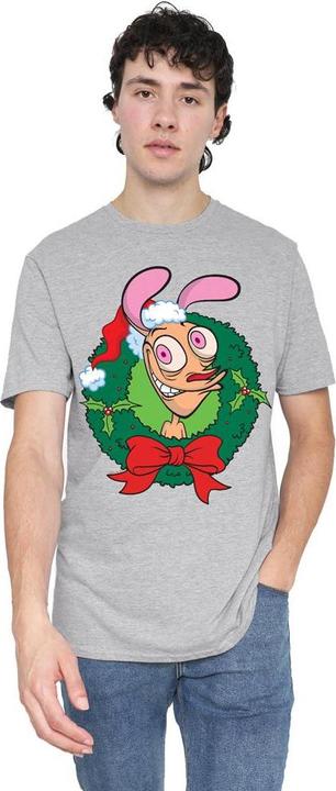 Immagine prodotto Ren & Stimpy Maglietta Natale Corona di Fiori Uomo (XXL)