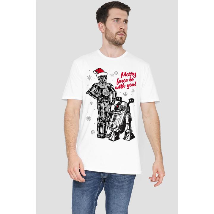 Immagine prodotto Star Wars Merry Christmas Droids Maglietta Uomo (XL)