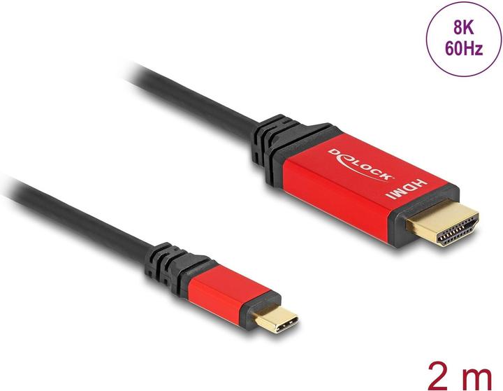 Image du produit Delock Câble USB Type-C™ vers HDMI (DP Alt Mode) 8K 60 Hz avec fonction HDR 2 m rouge (2 m, HDMI)