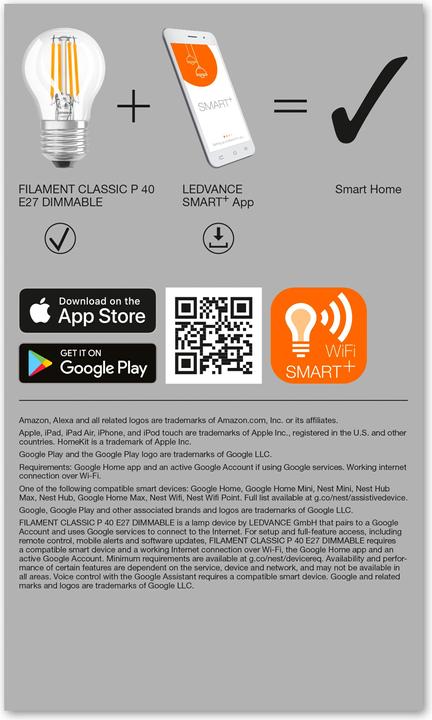 Image du produit Ledvance Smart+ Wifi Filament Mini Bulb (E27, 4 W, 470 lm, 1 x, E)