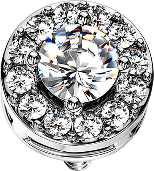 Immagine prodotto Star Piercing Ancora dermica cerchio in cristallo d'argento con grande cristallo d'argento (Ottone, Acciaio chirurgico 316L)