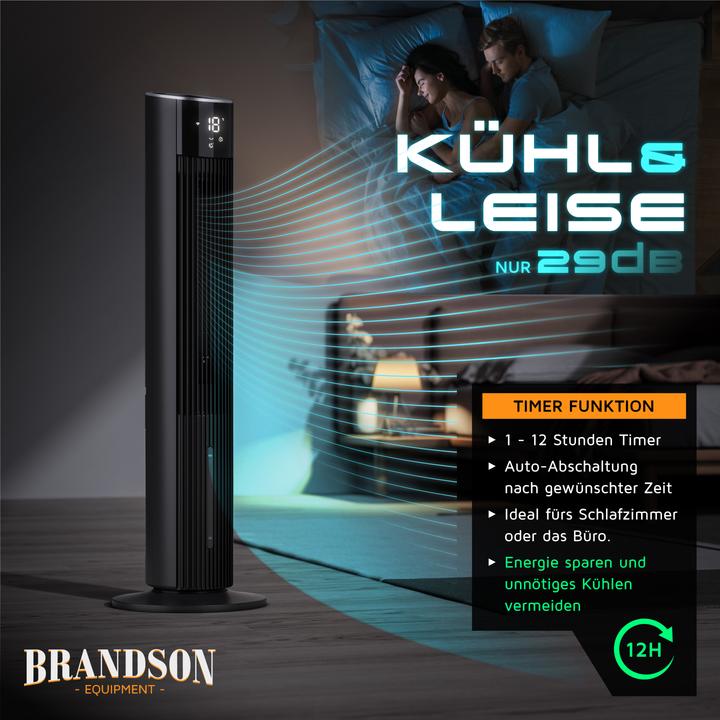 Immagine prodotto Brandson Mobiler Luftkühler mit Wasserkühlung, Klimagerät, 60W, WIFI, Verdunstungskühler, Turmventilator
