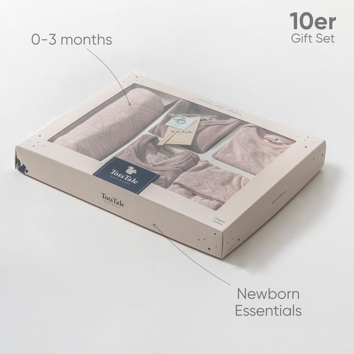 Produktbild TotsTale Premium 10-teiliges Geschenkset aus Bio-Baumwolle – Erstausstattung für Neugeborene (50, 56, 62, 68)