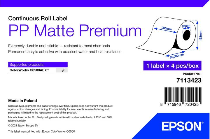 Actual product image Epson Pp Matte Label Prem Continuous