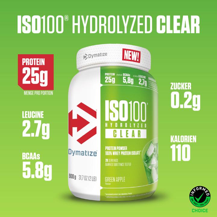Actual product image Dymatize ISO100 Clear Whey (Green apple, 1 pcs., 900 g)