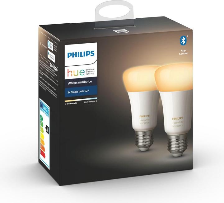 Immagine prodotto Philips Hue Tonalità Bianco Ambiente BT (E27, 9 W, 806 lm, 2 x, F)