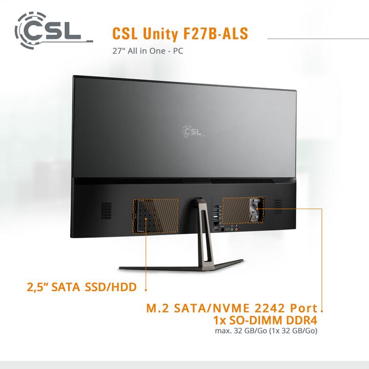Image du produit CSL All-in-One-PC Unity F27B-ALS 512 GB 32 GB RAM Win 11 Pro (32 Go, 512 Go, Intel UHD Graphics)