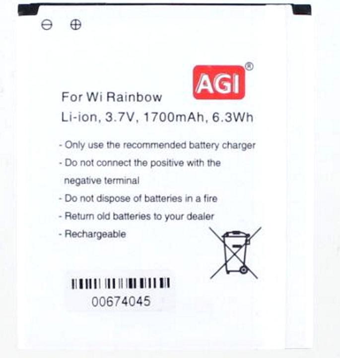 Image du produit AGI 27876 - Batterie - Wiko - RAINBOW - Noir - 1700 mAh - 3,7 V