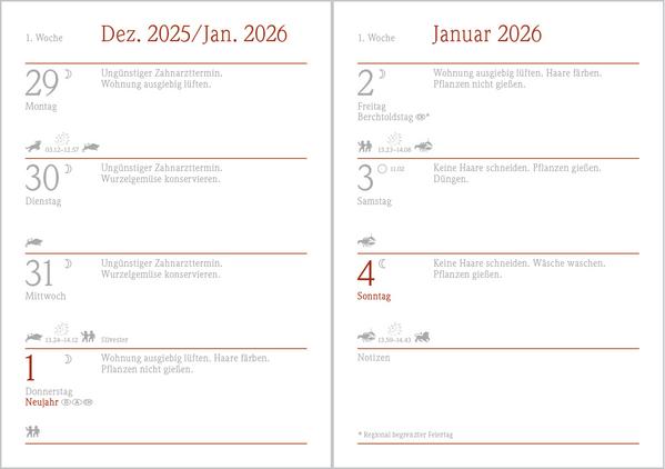 Produktbild Der kleine Mondkalender 2026 (Harter Einband, Deutsch)