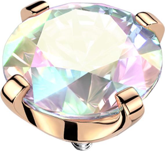 Actual product image Star Piercing Dermal Anchor rosegold Kristall multicolor gefasst (without brass, Titanium G23)